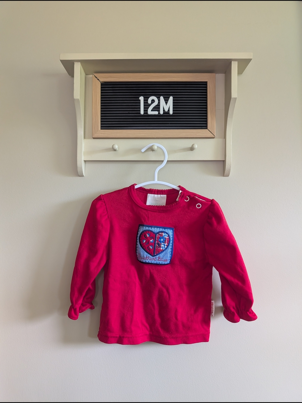 healthtex Red Long-Sleeve Baby Tee with Heart Patch